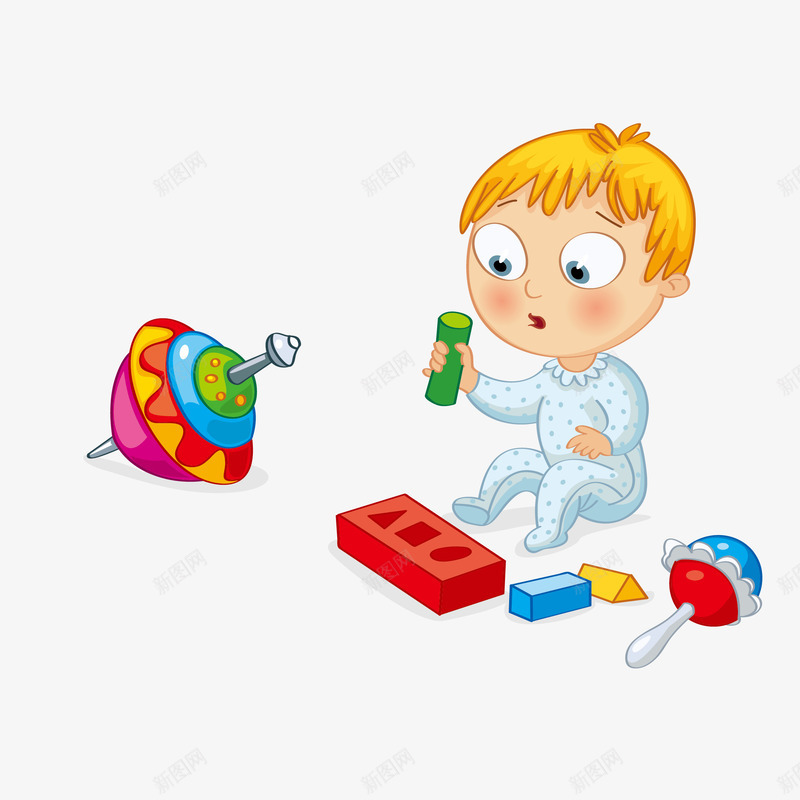 玩玩具的小男孩矢量图eps免抠素材_新图网 https://ixintu.com 卡通 幼儿教育 玩具 男孩 矢量图