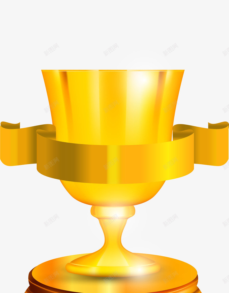 卡通金色奖杯png免抠素材_新图网 https://ixintu.com 光晕 免抠PNG 卡通 奖杯 底座 简约 金色
