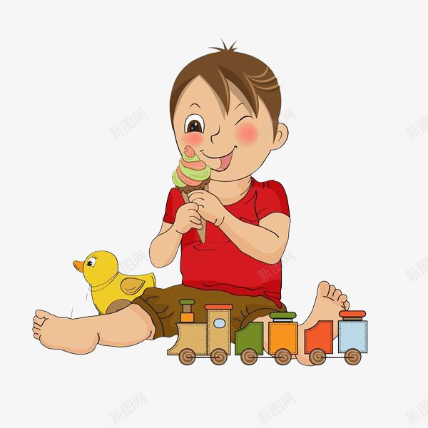 吃冰激凌的男孩png免抠素材_新图网 https://ixintu.com 冰激凌 卡通 可爱的 玩具 男孩 简笔 红色