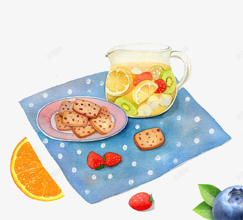 清新手绘夏季水果点心插画psd免抠素材_新图网 https://ixintu.com 低碳 夏季 手绘 插画 水果 清新 点心 饮料