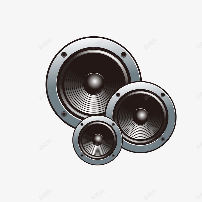 黑色音乐喇叭组合矢量图ai免抠素材_新图网 https://ixintu.com 喇叭 音乐 黑色 矢量图