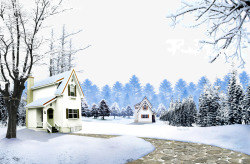 白雪皑皑冬季郊外雪景素材