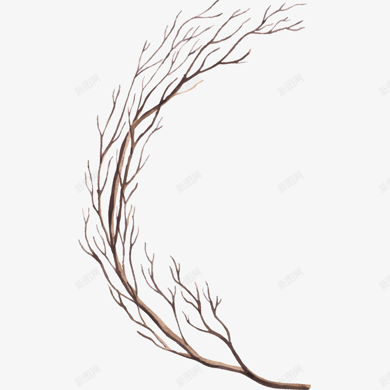 手绘水彩树枝png免抠素材_新图网 https://ixintu.com 手绘 手绘水彩树枝 手绘水彩树枝PNG 枝干 树枝 棕色 水彩