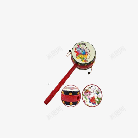 拨浪鼓玩具png免抠素材_新图网 https://ixintu.com 中国风 拨浪鼓玩具 玩具 红色