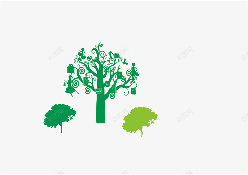 树组合png免抠素材_新图网 https://ixintu.com 免费png 免费png素材 大树 插图 树 螺旋
