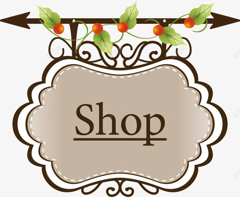 店铺挂牌装饰矢量图ai免抠素材_新图网 https://ixintu.com 店铺 挂牌 植物 欧式 欧式花纹 装饰 矢量图