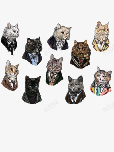 穿西服的小猫png免抠素材_新图网 https://ixintu.com 头像 小猫 组合