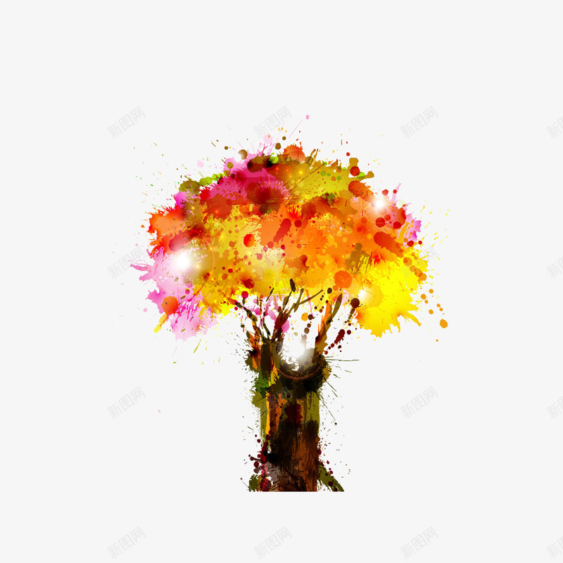 幻彩喷绘树木png免抠素材_新图网 https://ixintu.com 光晕 喷绘 幻彩 彩绘 树木