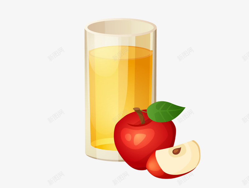 手绘一杯饮料苹果png免抠素材_新图网 https://ixintu.com 一个大苹果 一杯水果汁 榨汁 水果 红苹果 饮料