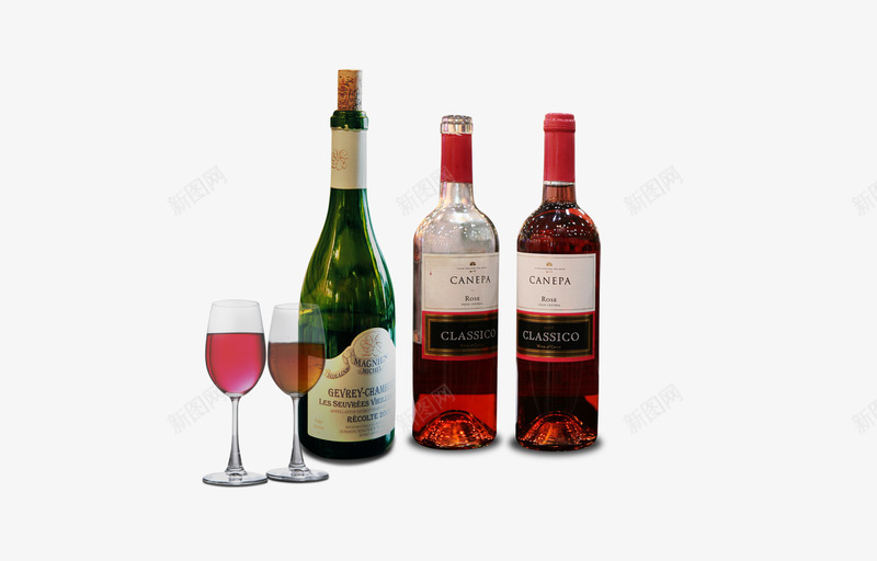 红酒组合png免抠素材_新图网 https://ixintu.com 洋酒 红酒 酒杯 酒组合 高脚杯
