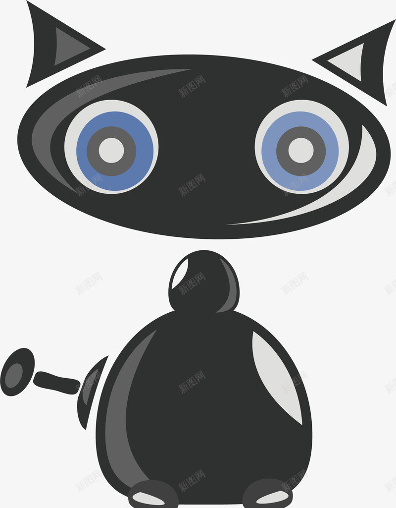黑色猫咪矢量图ai免抠素材_新图网 https://ixintu.com 可爱 宠物 机器 猫咪 玩具 耳朵 蓝眼睛 黑色 矢量图
