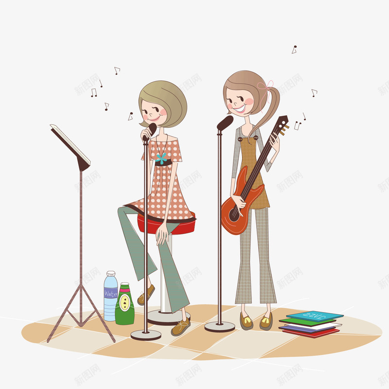 舞台上唱歌的女孩矢量图ai免抠素材_新图网 https://ixintu.com 唱歌 女孩 舞台 矢量图