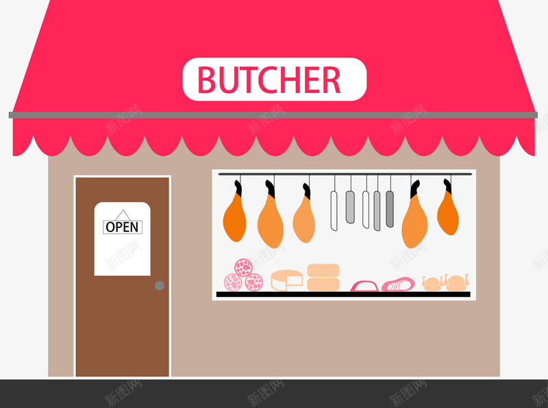 红色卡通店铺png免抠素材_新图网 https://ixintu.com 卡通房子 店铺 建筑 建筑图 房 房子 房屋 房屋建筑 欧式建筑 洋房 矢量房子