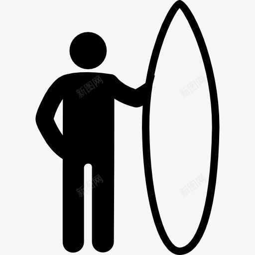 Sufer与他的董事会图标png_新图网 https://ixintu.com 人 冲浪 夏天 夏季 嬉戏 海滩