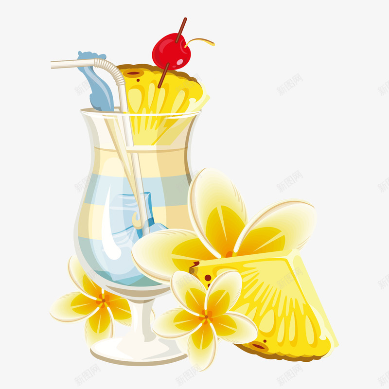菠萝冰冻冷饮插画矢量图ai免抠素材_新图网 https://ixintu.com 免扣 冰冻 冷饮 卡通 夏天气息 夏季 插画 菠萝 解渴 矢量图