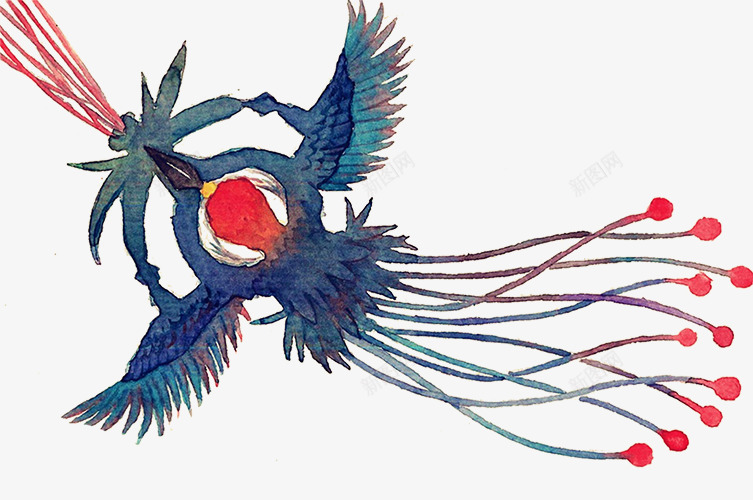 鸟雀形挂饰png免抠素材_新图网 https://ixintu.com 小鸟 挂饰 流苏 蓝色