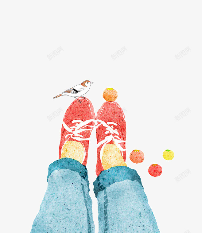 脚png免抠素材_新图网 https://ixintu.com 小鸟 帆布鞋 手绘 纹理