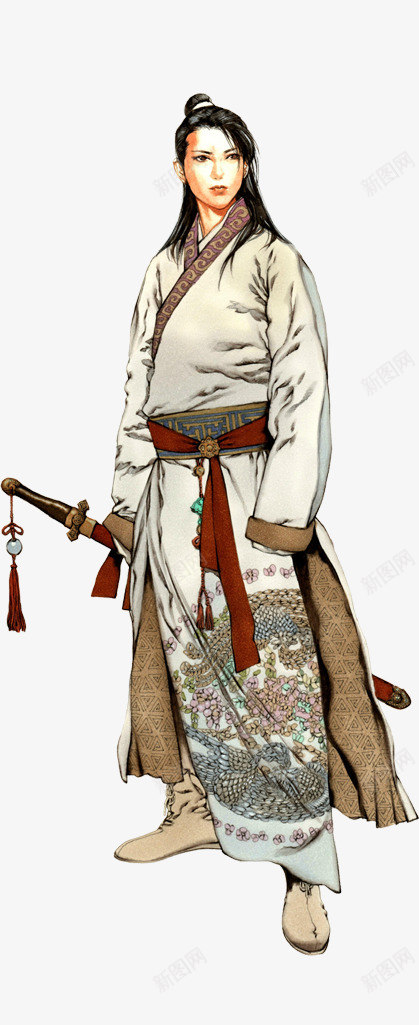 古代剑客png免抠素材_新图网 https://ixintu.com 人物 剑仙 剑客 古代大侠 手绘人物