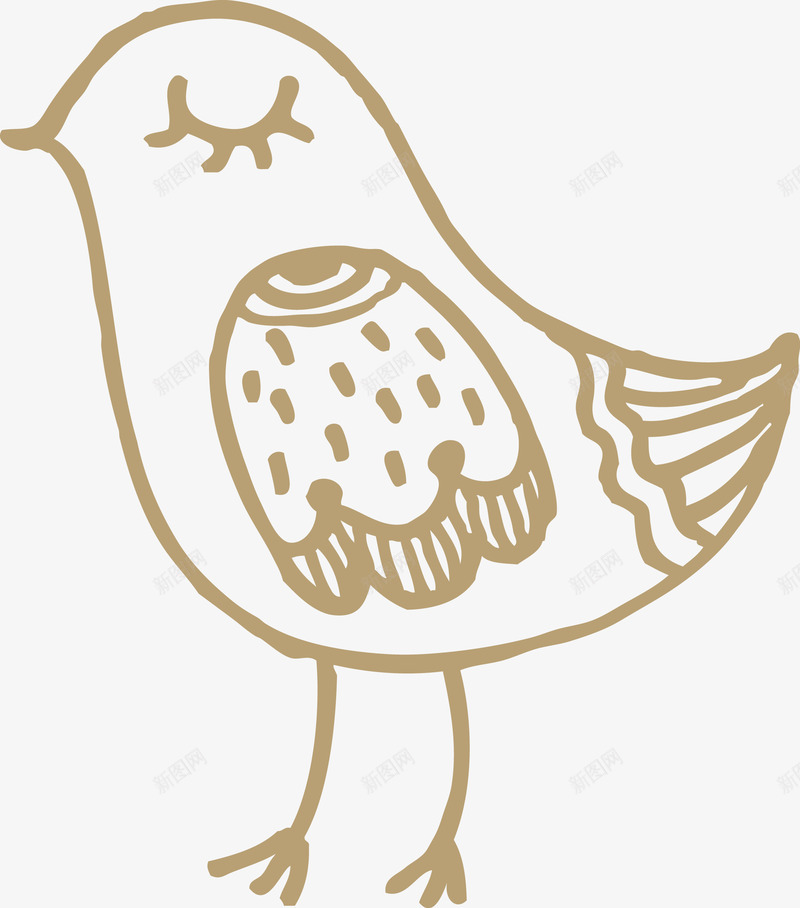 小鸟简笔画矢量图ai免抠素材_新图网 https://ixintu.com 小鸟简笔画 手绘小鸟 日系超萌简笔画 棕色 矢量图 鲜花