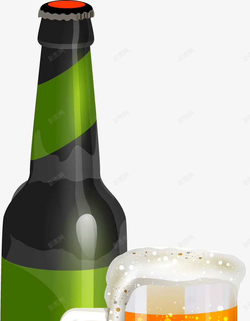 绿色啤酒夏季畅饮png免抠素材_新图网 https://ixintu.com 免抠PNG 啤酒 夏季畅饮 激情 绿色 装饰图案 饮料