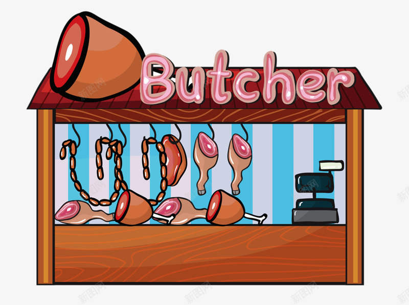 鲜肉店Butcherpng免抠素材_新图网 https://ixintu.com 店铺 肠子 食物 鸡腿