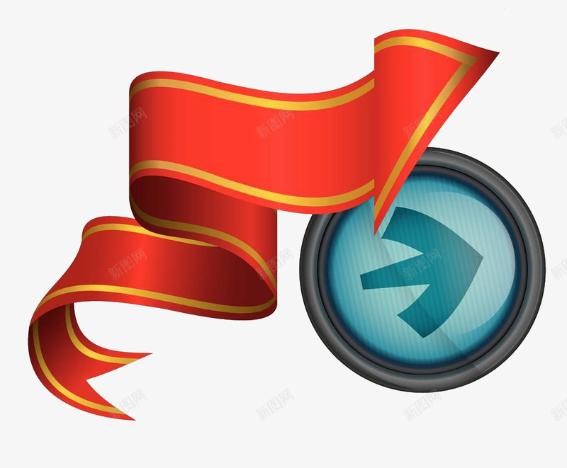 红色箭头丝带png免抠素材_新图网 https://ixintu.com 光标方向 动感 向前 圆 指示 界面 简单形状 箭头 红色箭头丝带 网站 蓝色