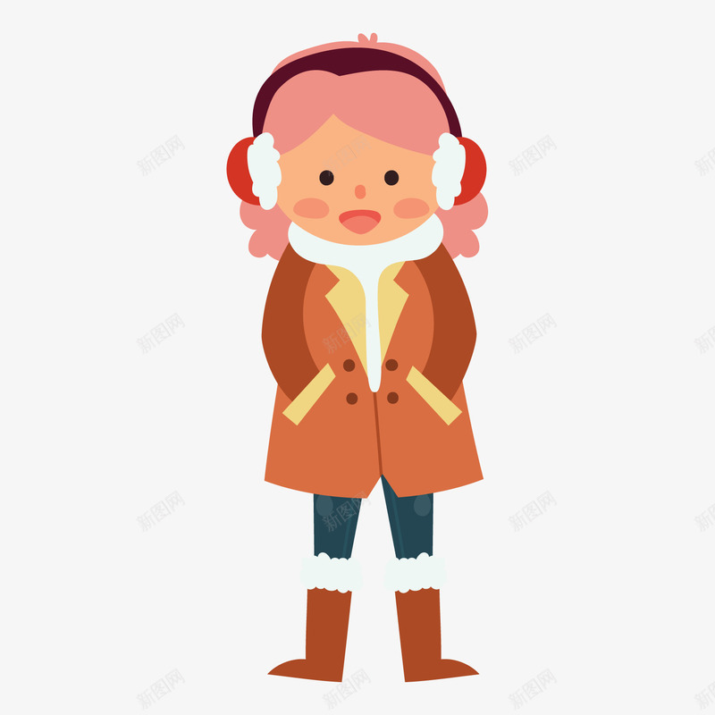 一个手插着袋的女孩矢量图ai免抠素材_新图网 https://ixintu.com 一个女孩 冬季 寒冷 扁平化 手插袋 手绘 耳套 靴子 矢量图