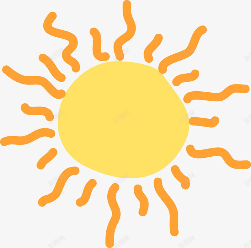 黄色扁平卡通太阳png免抠素材_新图网 https://ixintu.com 卡通太阳 夏天 夏季 夏日 手绘太阳 装饰图案