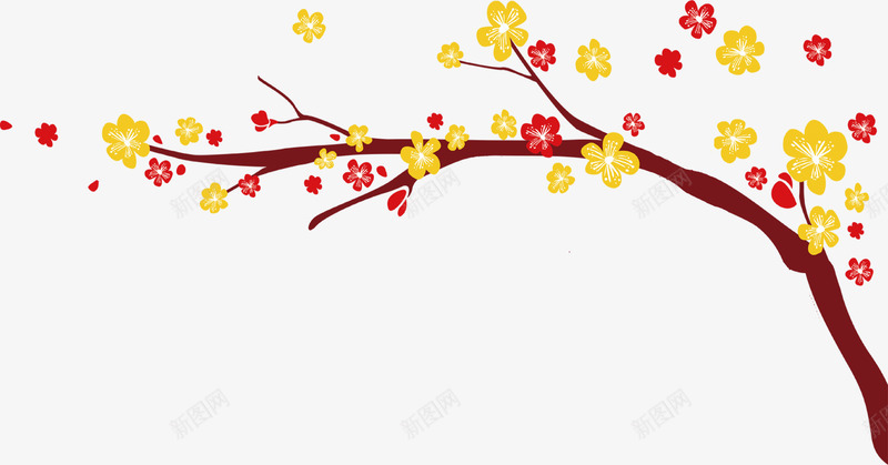 卡通红梅树枝矢量图ai免抠素材_新图网 https://ixintu.com 可爱红梅树枝 彩色红梅树枝 手绘红梅树枝 红梅树枝 美观红梅树枝 矢量图