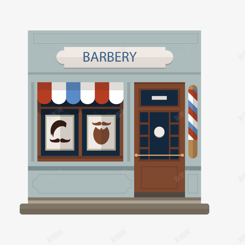 洗剪吹店矢量图ai免抠素材_新图网 https://ixintu.com 商店 店铺 理发店 理发店彩灯 矢量图 胡子