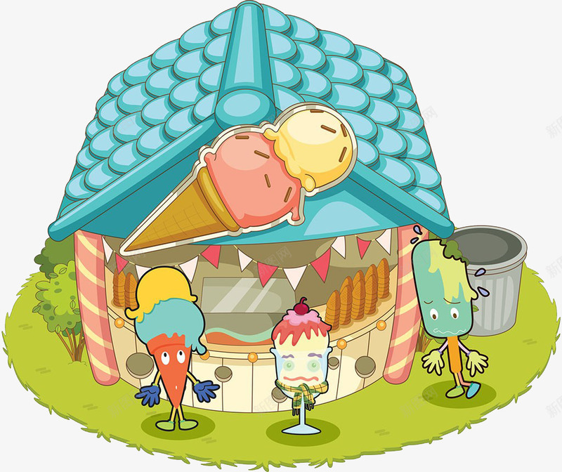 冰淇淋店png免抠素材_新图网 https://ixintu.com 冰淇淋店 卡通 卡通手绘 吃饭 店铺 房子 早餐 早餐店 早饭
