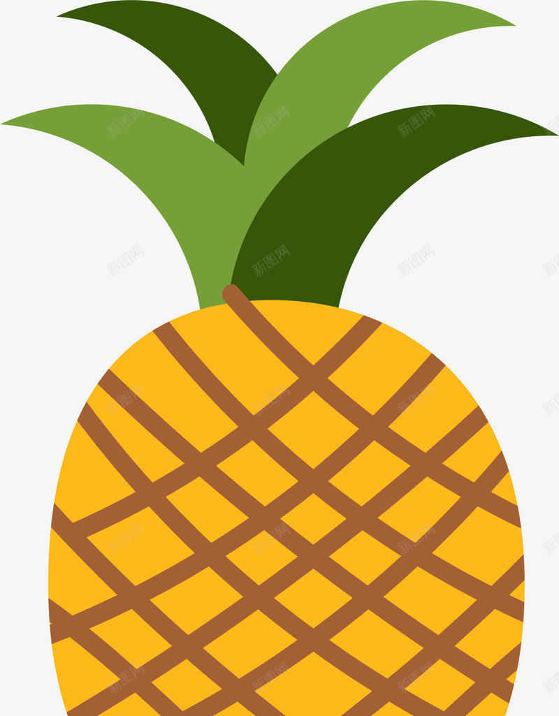 黄色扁平卡通菠萝png免抠素材_新图网 https://ixintu.com summer 凤梨 夏天 夏季 夏日 夏日水果 水果 菠萝