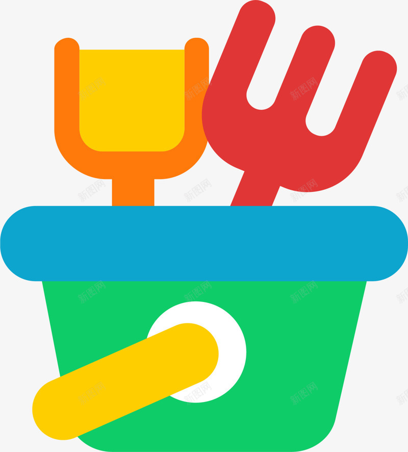 绿色扁平玩具塑料桶png免抠素材_新图网 https://ixintu.com 6月1号 儿童节 六一节 塑料桶 玩具水桶 玩耍 童趣