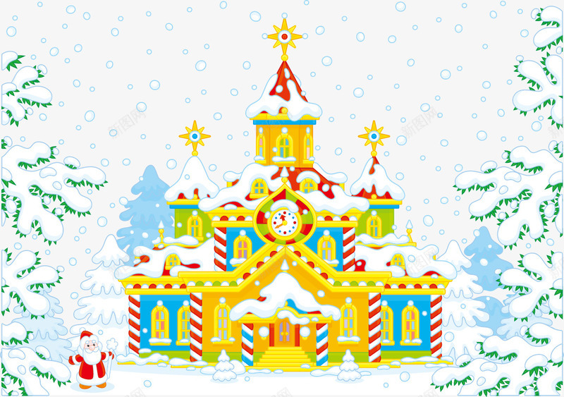 雪夜里的城堡png免抠素材_新图网 https://ixintu.com 下雪 冬季 城堡 温暖 雪夜