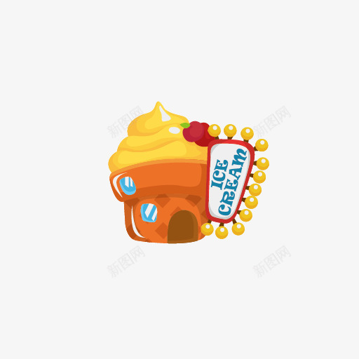 冰淇淋店png免抠素材_新图网 https://ixintu.com 冰淇淋 卡通 店铺 甜品