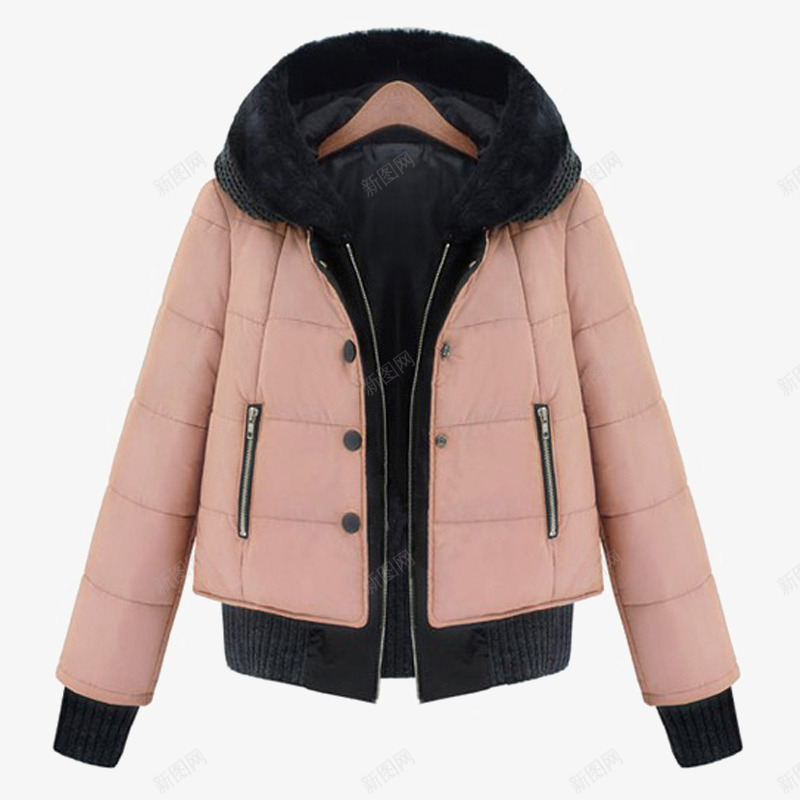 冬季棉服png免抠素材_新图网 https://ixintu.com 带帽 拉链 时尚 粉色