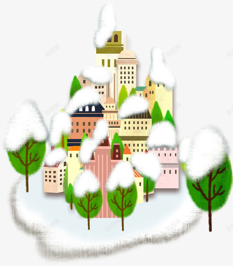 手绘冬季圣诞背景png免抠素材_新图网 https://ixintu.com 冬季 圣诞 背景
