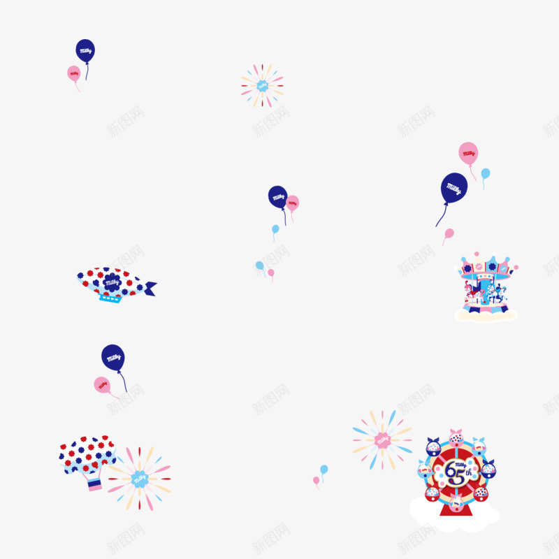 漂浮节日元素png免抠素材_新图网 https://ixintu.com 卡通 店铺装饰 简约 紫色