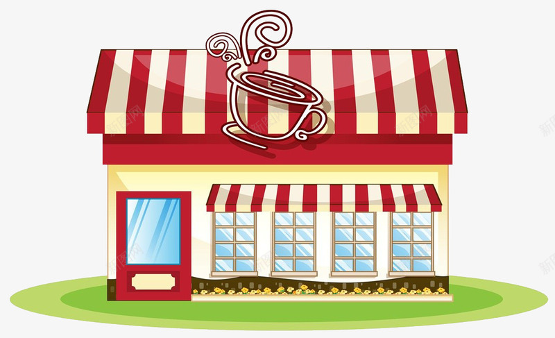 咖啡店铺png免抠素材_新图网 https://ixintu.com 卡通 卡通手绘 吃饭 咖啡店 店铺 房子 早餐 早餐店 早饭 饮料