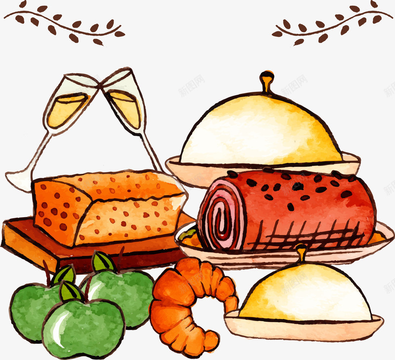 圣诞食品png免抠素材_新图网 https://ixintu.com 圣诞素材 圣诞节 矢量圣诞素材 苹果 面包 食品 食物 餐饮
