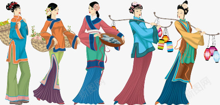 中国女性png免抠素材_新图网 https://ixintu.com 中国画 墨迹 少数民族服饰 工笔画 彩墨
