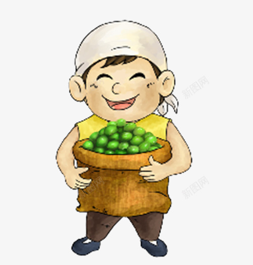 抱着果实的小男孩png免抠素材_新图网 https://ixintu.com 丰收 卡通手绘 男孩 秋季 苹果