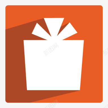 白色礼品盒橙色底纹图标图标