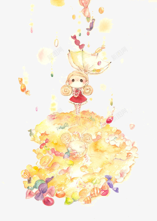 粉色小女孩糖果png免抠素材_新图网 https://ixintu.com 童年 童真 糖果 糖果雨