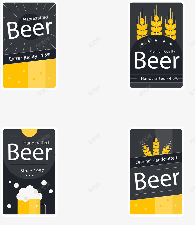 手绘啤酒瓶贴png免抠素材_新图网 https://ixintu.com 啤酒 手绘 瓶贴 黑色