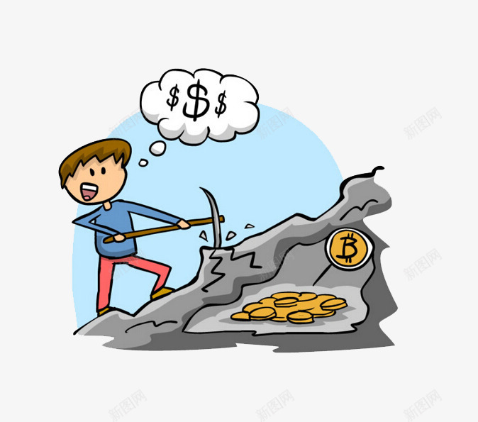 挖矿的蓝衣服小人png免抠素材_新图网 https://ixintu.com 免抠 卡通 小人 挖矿 素材 蓝色 金币