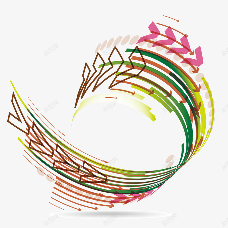 曲线和箭头拼接图案png免抠素材_新图网 https://ixintu.com 彩色曲线 曲线 矢量曲线 箭头 装饰图案