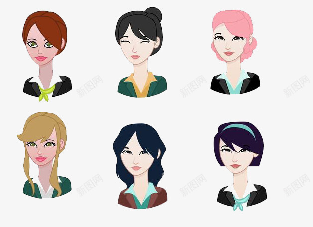 职场女性卡通人物psd免抠素材_新图网 https://ixintu.com 卡通 头像 女性 职场