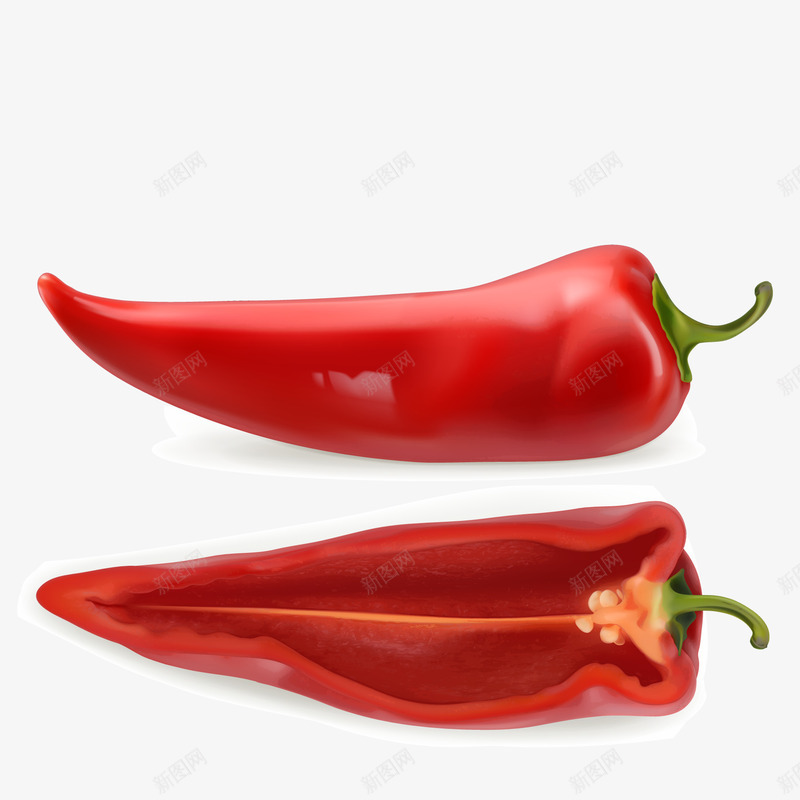 切开的红辣椒png免抠素材_新图网 https://ixintu.com 切来 红色 红辣椒 蔬菜 配菜 食材 食物