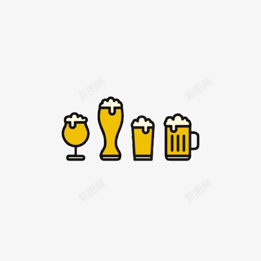 卡通啤酒png免抠素材_新图网 https://ixintu.com 啤酒免扣元素 啤酒插画 扁平化啤酒 杯装啤酒 瓶装啤酒